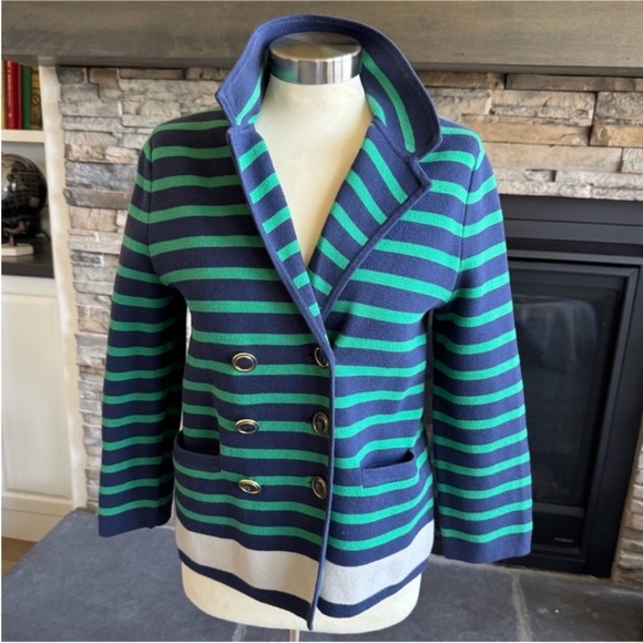 Banana Republic Green and Blue Striped Blazer - Picture 2 of 11
